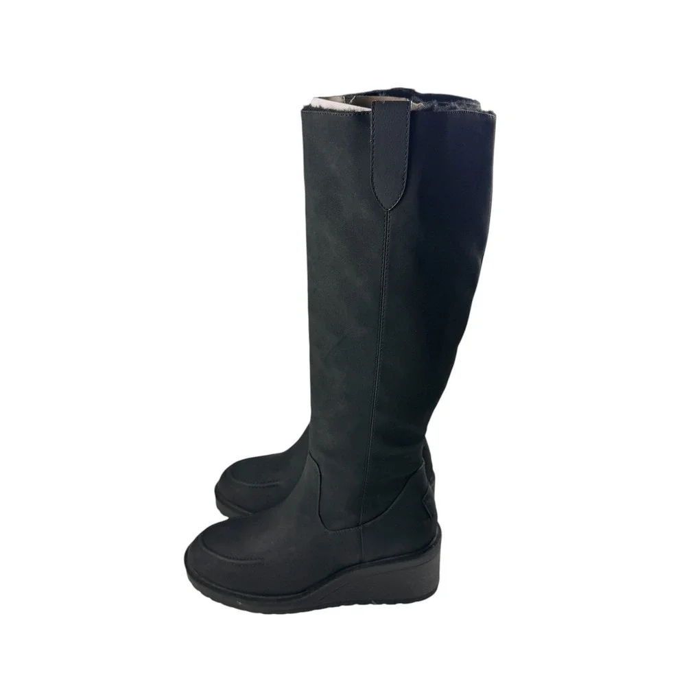 Muk Luks Womens Black Wedge Knee High Boots Memory Foam Size 8.5 NEW